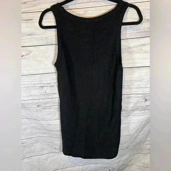 WHITE HOUSE BLACK MARKET Black Knit Metallic Sleeveless Dress Size M - Picture 5 of 8